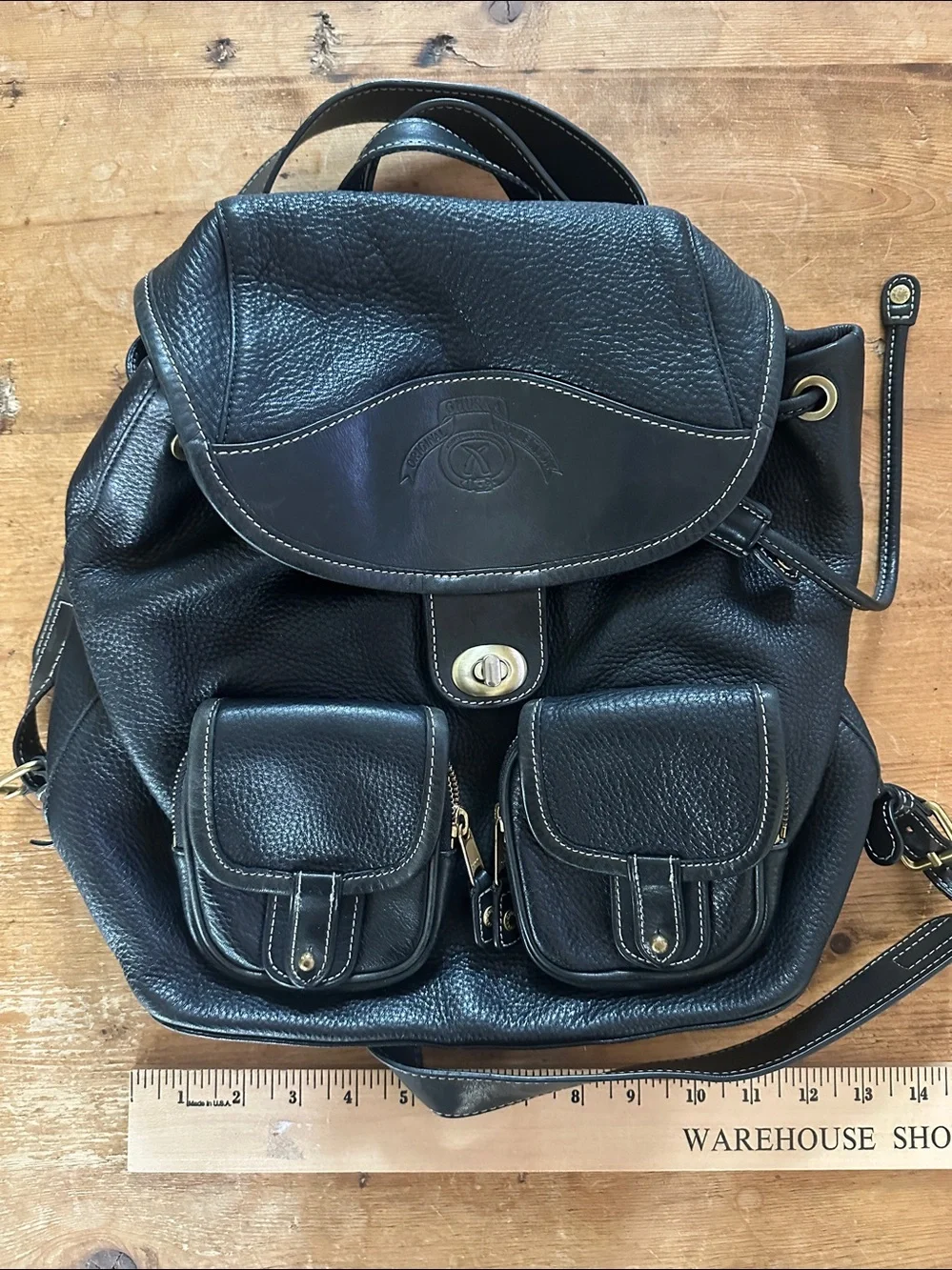 GHURKA LUXURY BLACK LEATHER BACKPACK